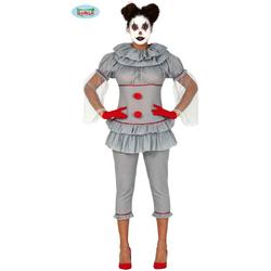 Clown & Nar Kostuum | Grijze Maar Grappige Clown Circus Sassafras | Vrouw | Maat 36-38 | Carnaval kostuum | Verkleedkleding